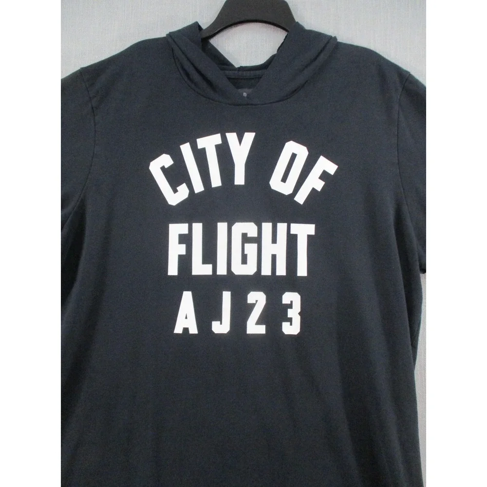 Jordan City of Flight AJ23 Short Sleeve Hoodie Black Mens XXL